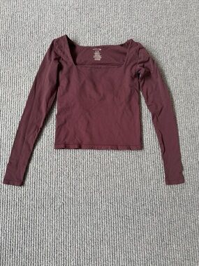 Free People, Intimately FP, long sleeve cropped stretch top, Maroon, Size M/L